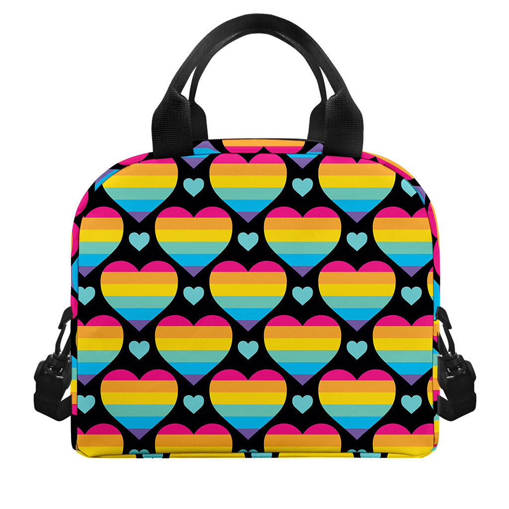Rainbow LGBT Pride Heart Pattern Print Insulated Lunch Bag