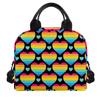 Rainbow LGBT Pride Heart Pattern Print Insulated Lunch Bag