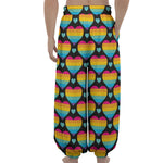 Rainbow LGBT Pride Heart Pattern Print Lantern Pants