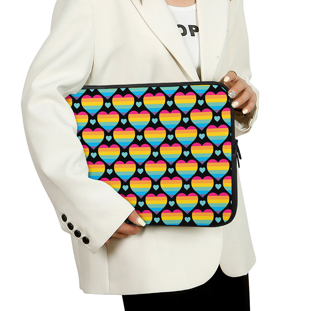 Rainbow LGBT Pride Heart Pattern Print Laptop Sleeve