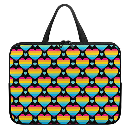 Rainbow LGBT Pride Heart Pattern Print Laptop Sleeve With Handle