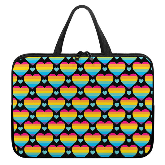 Rainbow LGBT Pride Heart Pattern Print Laptop Sleeve With Handle