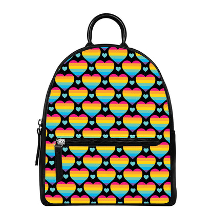 Rainbow LGBT Pride Heart Pattern Print Leather Backpack