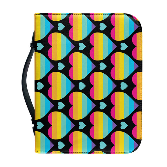 Rainbow LGBT Pride Heart Pattern Print Leather Bible Cover