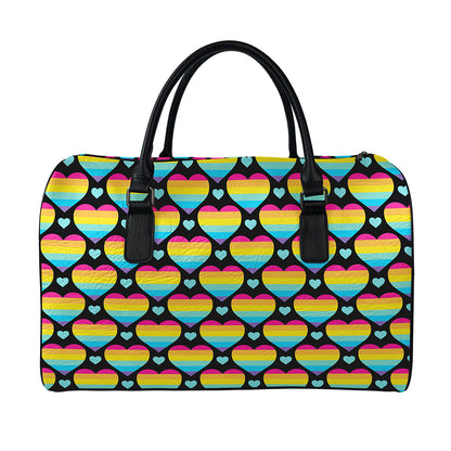 Rainbow LGBT Pride Heart Pattern Print Leather Duffle Bag
