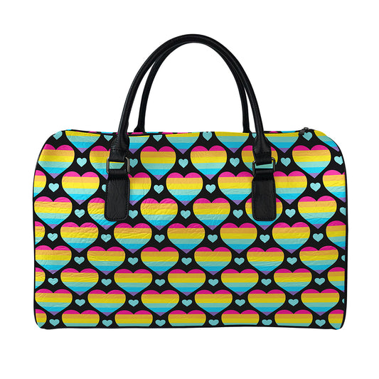 Rainbow LGBT Pride Heart Pattern Print Leather Duffle Bag