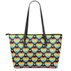 Rainbow LGBT Pride Heart Pattern Print Leather Tote Bag