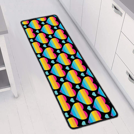 Rainbow LGBT Pride Heart Pattern Print Long Kitchen Mat