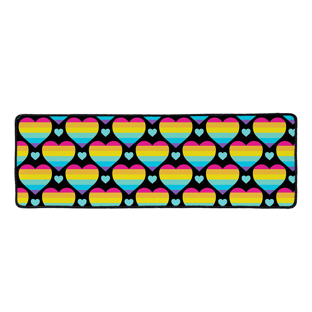 Rainbow LGBT Pride Heart Pattern Print Long Kitchen Mat