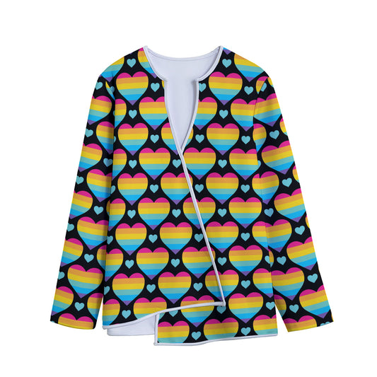 Rainbow LGBT Pride Heart Pattern Print Long Sleeve Short Coat