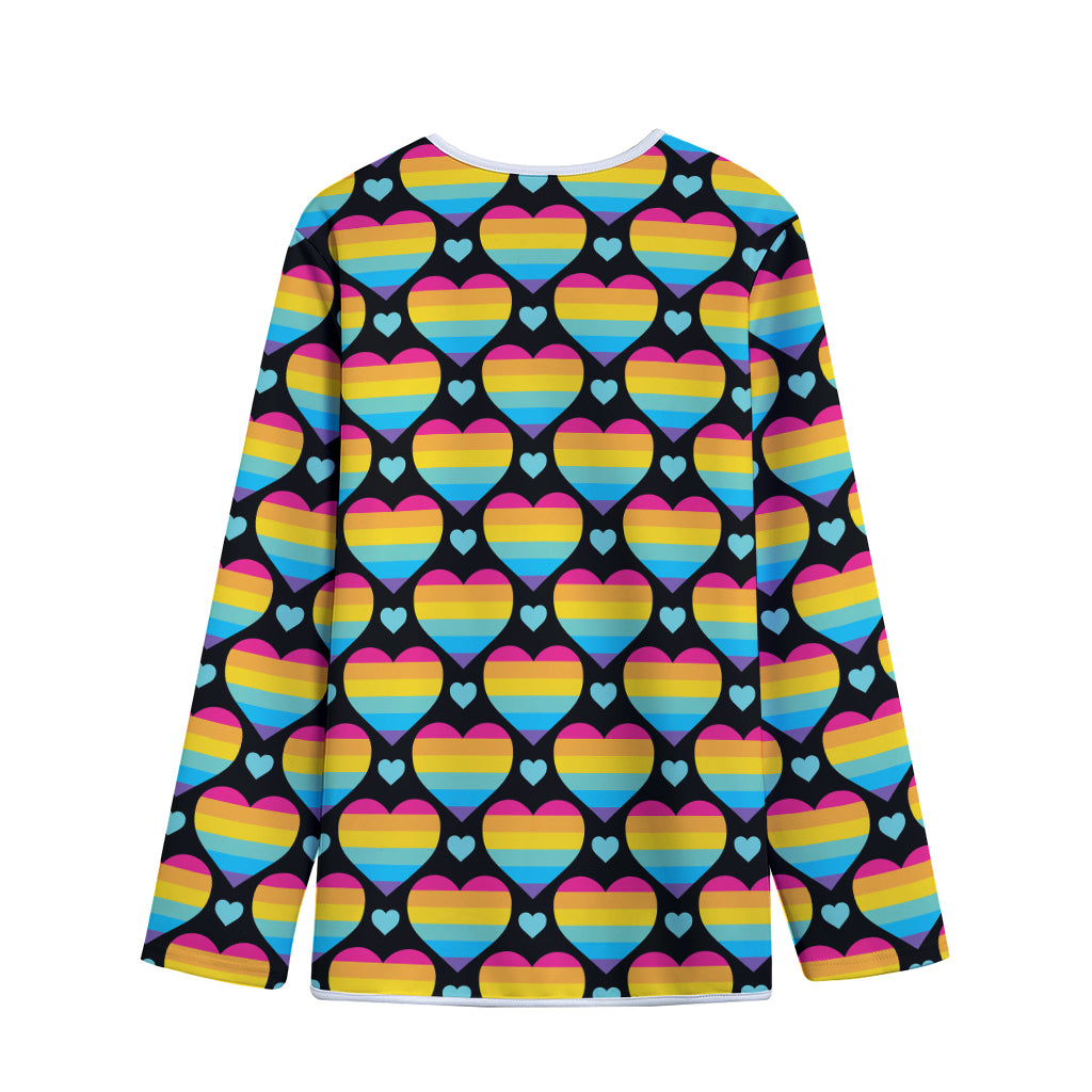 Rainbow LGBT Pride Heart Pattern Print Long Sleeve Short Coat