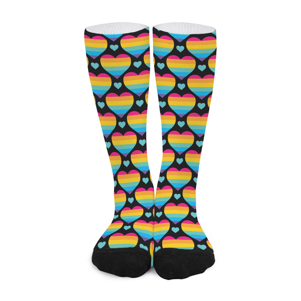 Rainbow LGBT Pride Heart Pattern Print Long Socks