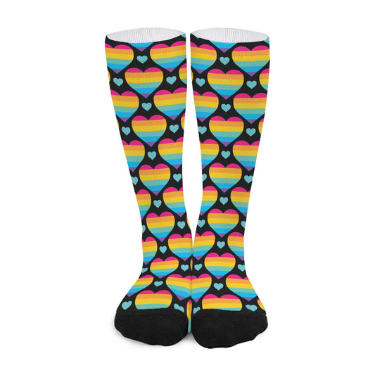 Rainbow LGBT Pride Heart Pattern Print Long Socks