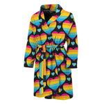 Rainbow LGBT Pride Heart Pattern Print Men's Bathrobe