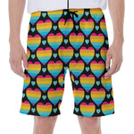 Rainbow LGBT Pride Heart Pattern Print Men's Beach Shorts