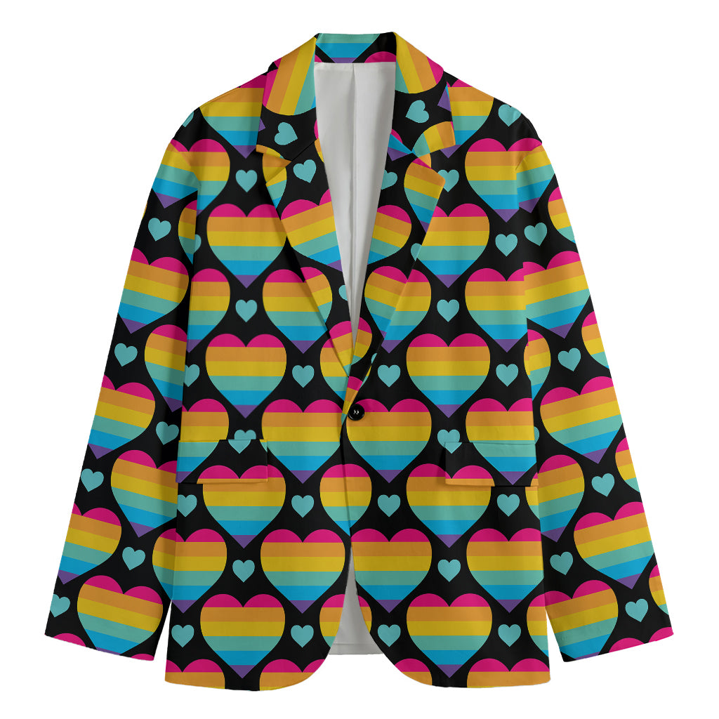 Rainbow LGBT Pride Heart Pattern Print Men's Blazer