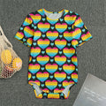 Rainbow LGBT Pride Heart Pattern Print Men's Bodysuit