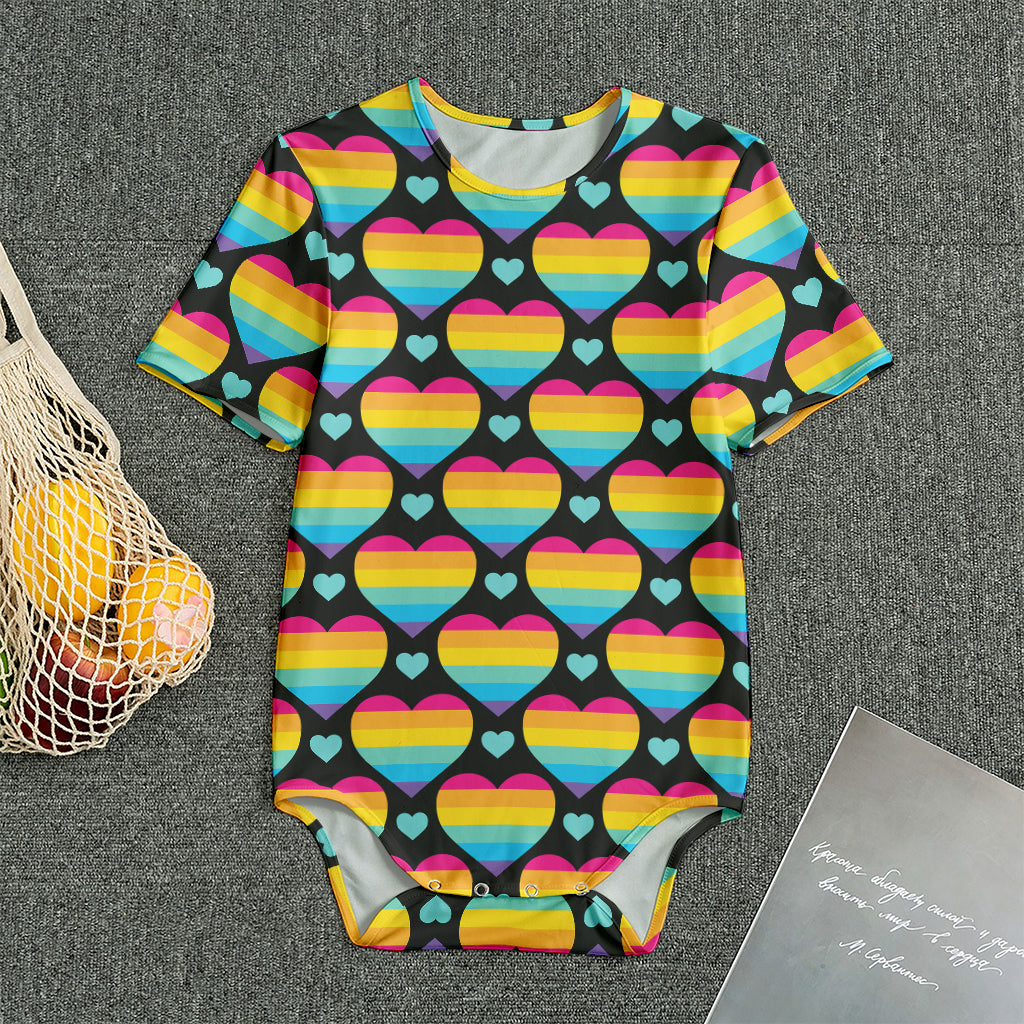 Rainbow LGBT Pride Heart Pattern Print Men's Bodysuit