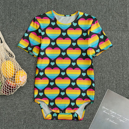 Rainbow LGBT Pride Heart Pattern Print Men's Bodysuit