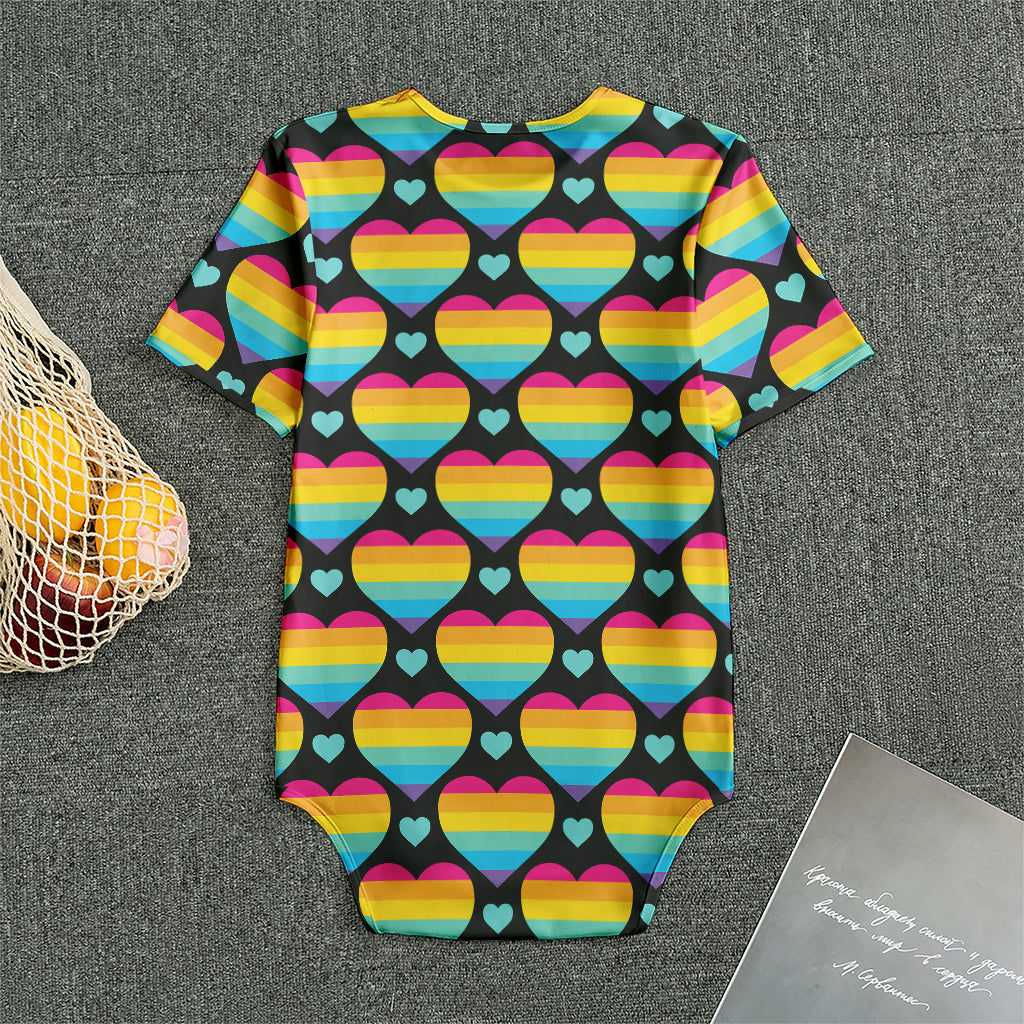 Rainbow LGBT Pride Heart Pattern Print Men's Bodysuit
