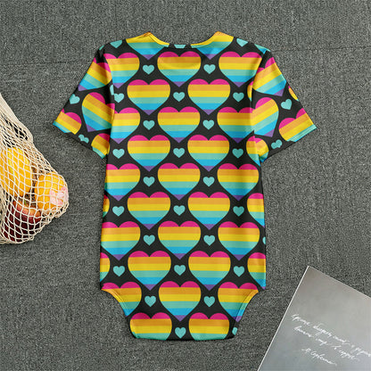 Rainbow LGBT Pride Heart Pattern Print Men's Bodysuit