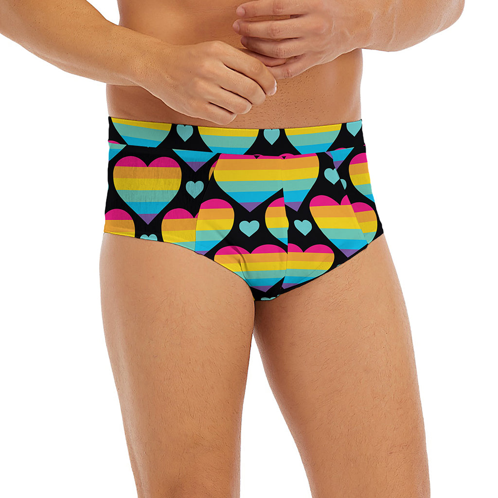 Rainbow LGBT Pride Heart Pattern Print Men's Briefs