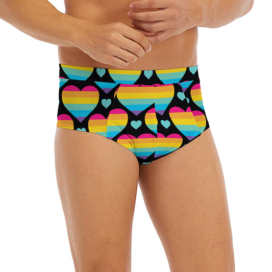 Rainbow LGBT Pride Heart Pattern Print Men's Briefs