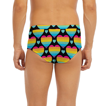 Rainbow LGBT Pride Heart Pattern Print Men's Briefs
