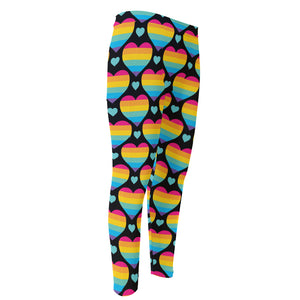 Rainbow LGBT Pride Heart Pattern Print Men's Compression Pants