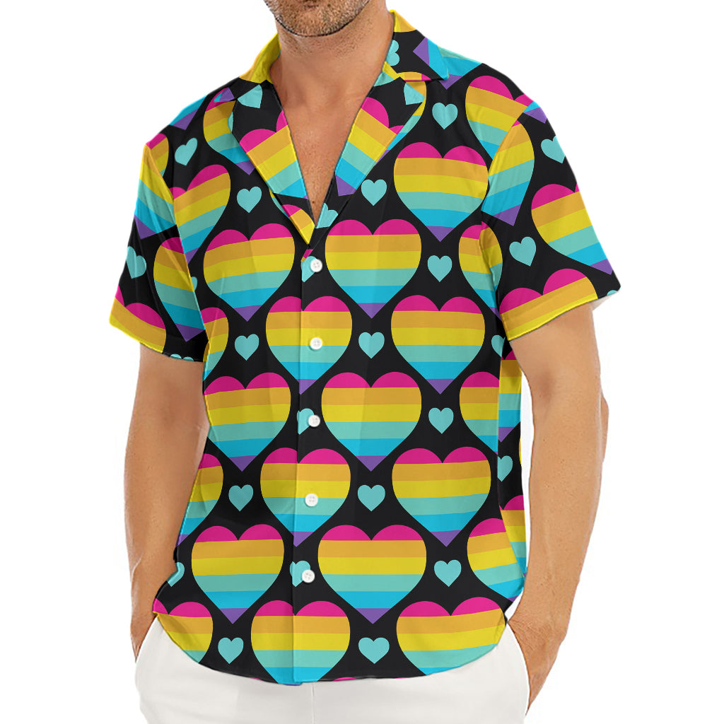 Rainbow LGBT Pride Heart Pattern Print Men's Deep V-Neck Shirt