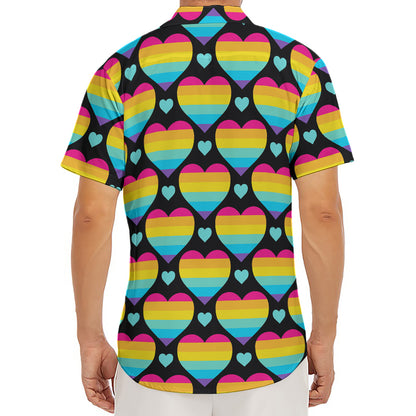 Rainbow LGBT Pride Heart Pattern Print Men's Deep V-Neck Shirt