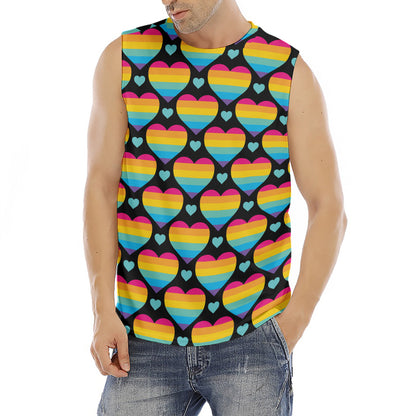 Rainbow LGBT Pride Heart Pattern Print Men's Fitness Tank Top