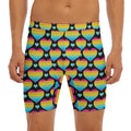 Rainbow LGBT Pride Heart Pattern Print Men's Long Boxer Briefs