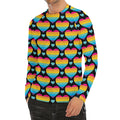 Rainbow LGBT Pride Heart Pattern Print Men's Long Sleeve Rash Guard
