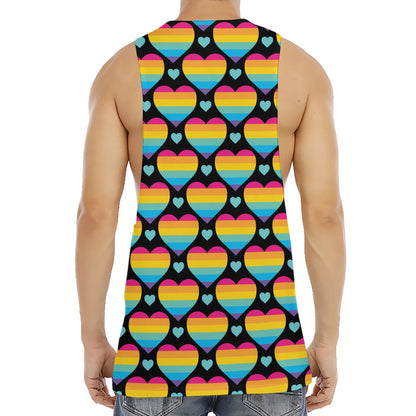 Rainbow LGBT Pride Heart Pattern Print Men's Muscle Tank Top