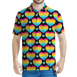 Rainbow LGBT Pride Heart Pattern Print Men's Polo Shirt
