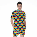 Rainbow LGBT Pride Heart Pattern Print Men's Romper