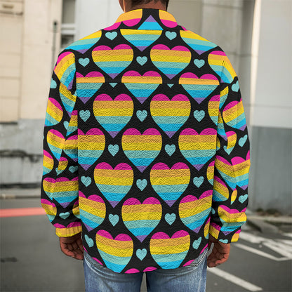 Rainbow LGBT Pride Heart Pattern Print Men's Shirt Jacket