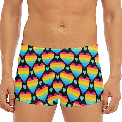 Rainbow LGBT Pride Heart Pattern Print Men's Short Boxer Briefs