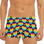 Rainbow LGBT Pride Heart Pattern Print Men's Short Boxer Briefs