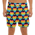 Rainbow LGBT Pride Heart Pattern Print Men's Split Running Shorts