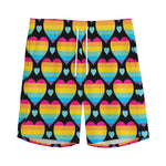 Rainbow LGBT Pride Heart Pattern Print Men's Sports Shorts