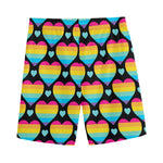 Rainbow LGBT Pride Heart Pattern Print Men's Sports Shorts