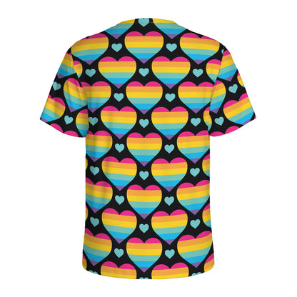 Rainbow LGBT Pride Heart Pattern Print Men's Sports T-Shirt
