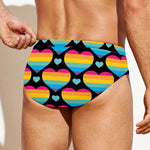 Rainbow LGBT Pride Heart Pattern Print Men's Swim Briefs