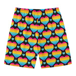 Rainbow LGBT Pride Heart Pattern Print Men's Swim Trunks