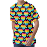 Rainbow LGBT Pride Heart Pattern Print Men's Velvet T-Shirt