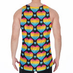 Rainbow LGBT Pride Heart Pattern Print Men's Velvet Tank Top