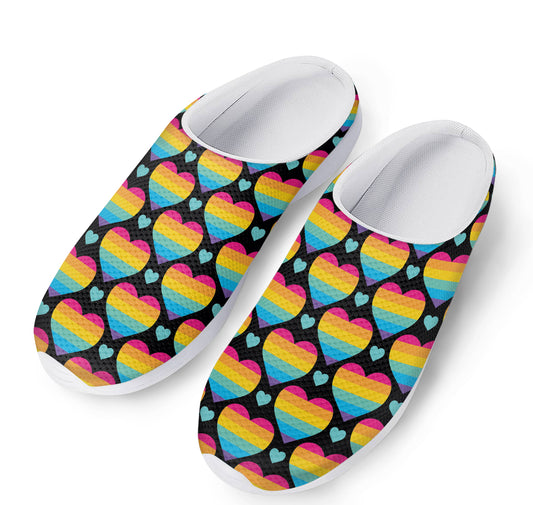 Rainbow LGBT Pride Heart Pattern Print Mesh Casual Shoes