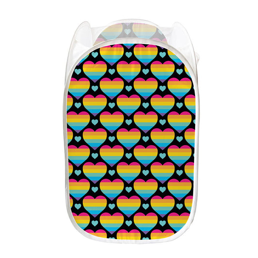 Rainbow LGBT Pride Heart Pattern Print Mesh Laundry Hamper
